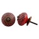 Red Black Etched Floral Knob